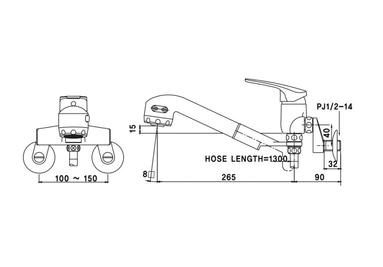 Vòi bếp nóng lạnh rút dây gắn tường AM 5003